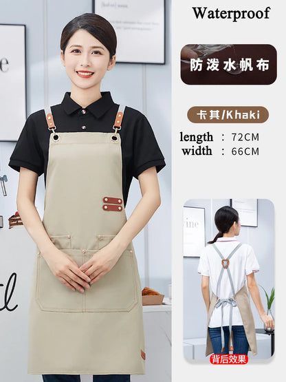 Custom Apron Waterproof Canvas Bib Apron With Adjustable Leather Look Straps Hospitality Fall 2025 Personalized Logo