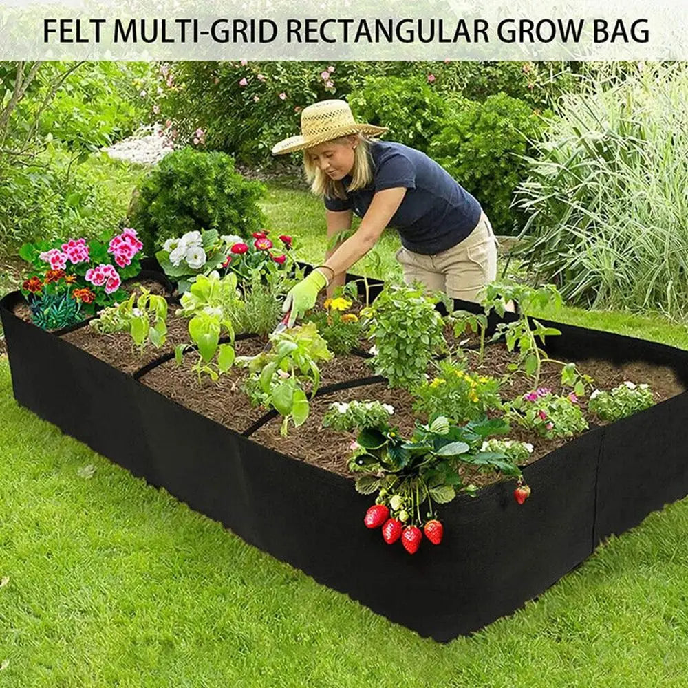 Garden Planting Bag - Rectangular Felt Grow Bags for Vegetables, Tomatoes, and Herbs