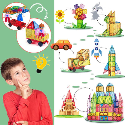 Juego de bloques de construcción magnéticos: azulejos magnéticos educativos para niños, juguete de construcción inspirado en Montessori, regalo perfecto para juegos creativos