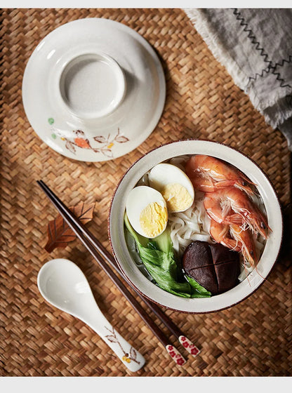 Ramen Skål Stor Keramik Med Lock Retro Höst 2025 Bordsporslin