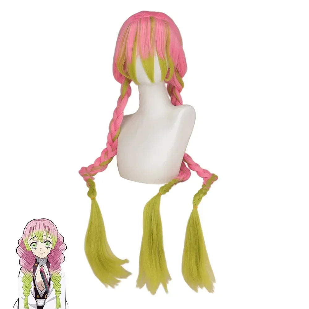 Demon Slayer Kanroji Mitsuri Kimono Haori Cosplay Costume Set with Wig for Adults Kids Halloween 2026