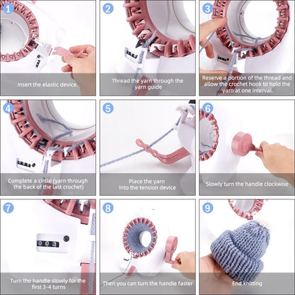 Knitting Machine 22-Needle Penguin Loom Kit Manual Circular Knitter Fall 2025 DIY Scarves Hats Socks