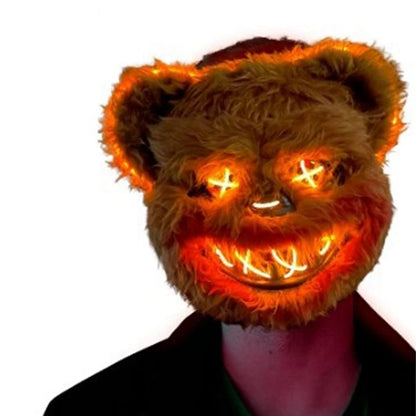 Halloween LED Mask Faux Fur Bunny Bear Cosplay Spooky