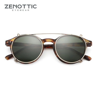 Clip-On Zonnebril Retro Ronde Monturen Anti Blauw Licht Polariserende Clip-Ons Zomer 2026