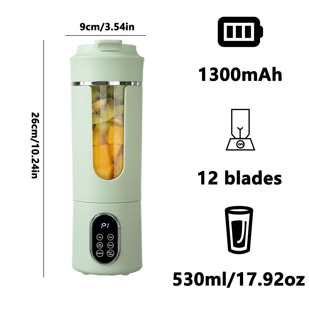Portable Juicer USB Rechargeable 530ml Personal Blender 12 Blade Ice Crushing 4 Gears 7.4V Viral Trend 2026