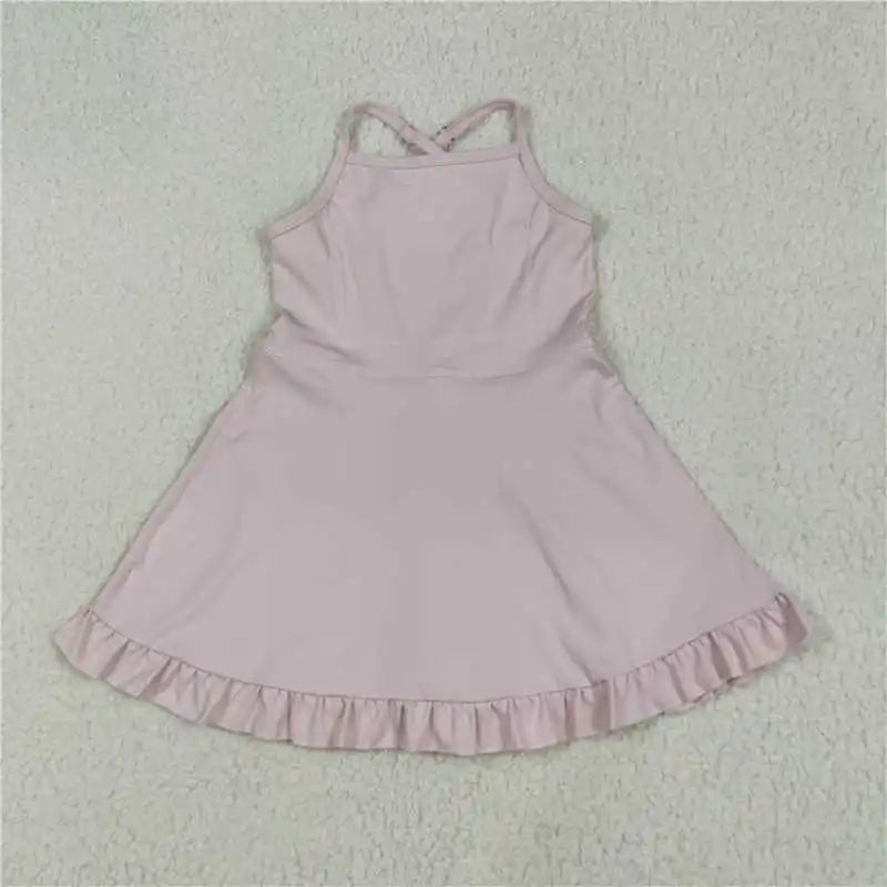 Soft girls' knit dress – knee-length, cotton-elastane, casual wear for active play