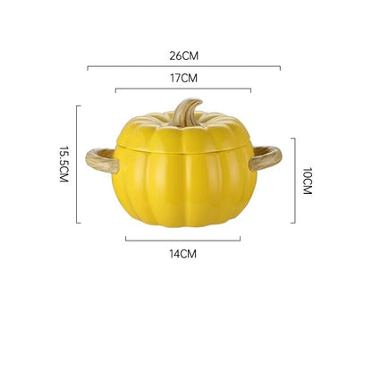 Pumpasoppsgryta 1.4L keramisk skål med lock Halloween