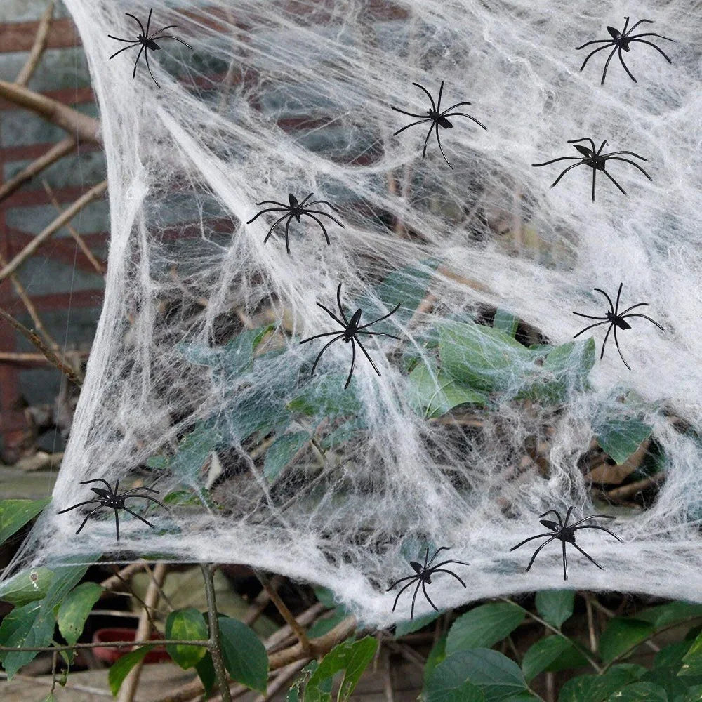 Halloween Spider Web with Spiders - Haunted House Outdoor/Indoor Decor