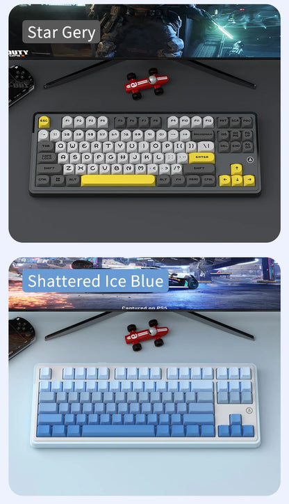 Teclado mecánico 87 teclas modo tri RGB intercambiable en caliente
