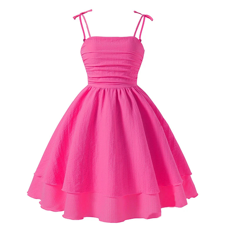 Lightweight Girls' Dress - Tiered Sling Dress, Polyester Elastane, For Birthday Party, Pageant, Communion
