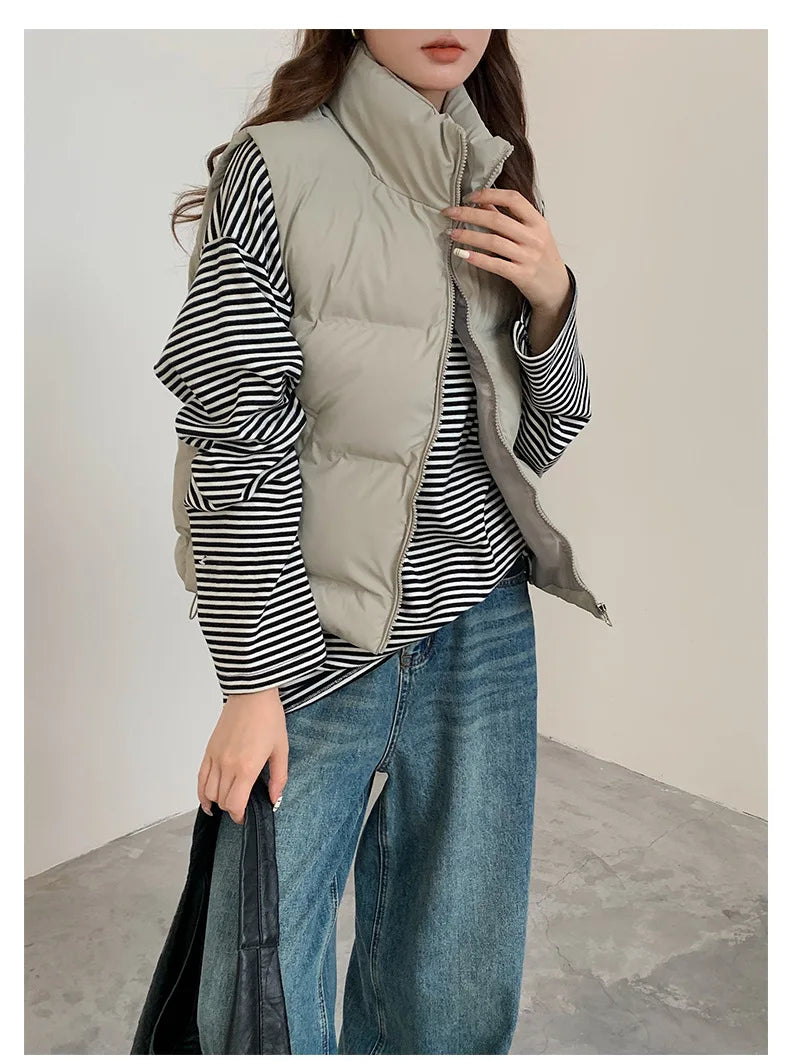 Lightweight Women's Down Vest - Cropped Boxy, Duck Fill