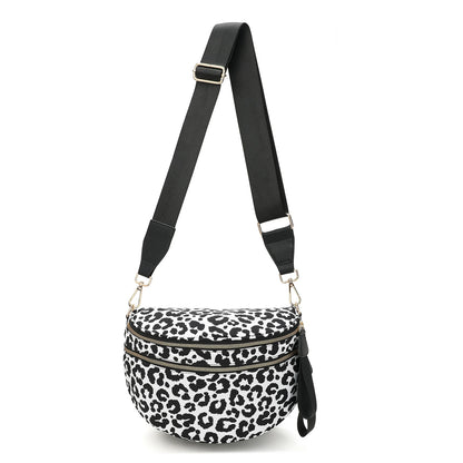 Versatile unisex crossbody bum bag – checkered nylon, box shape, travel and daily use