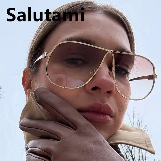 Occhiali da sole oversize quadrati con montatura in lega sfumata occhiali da guida vintage look casual autunno 2026