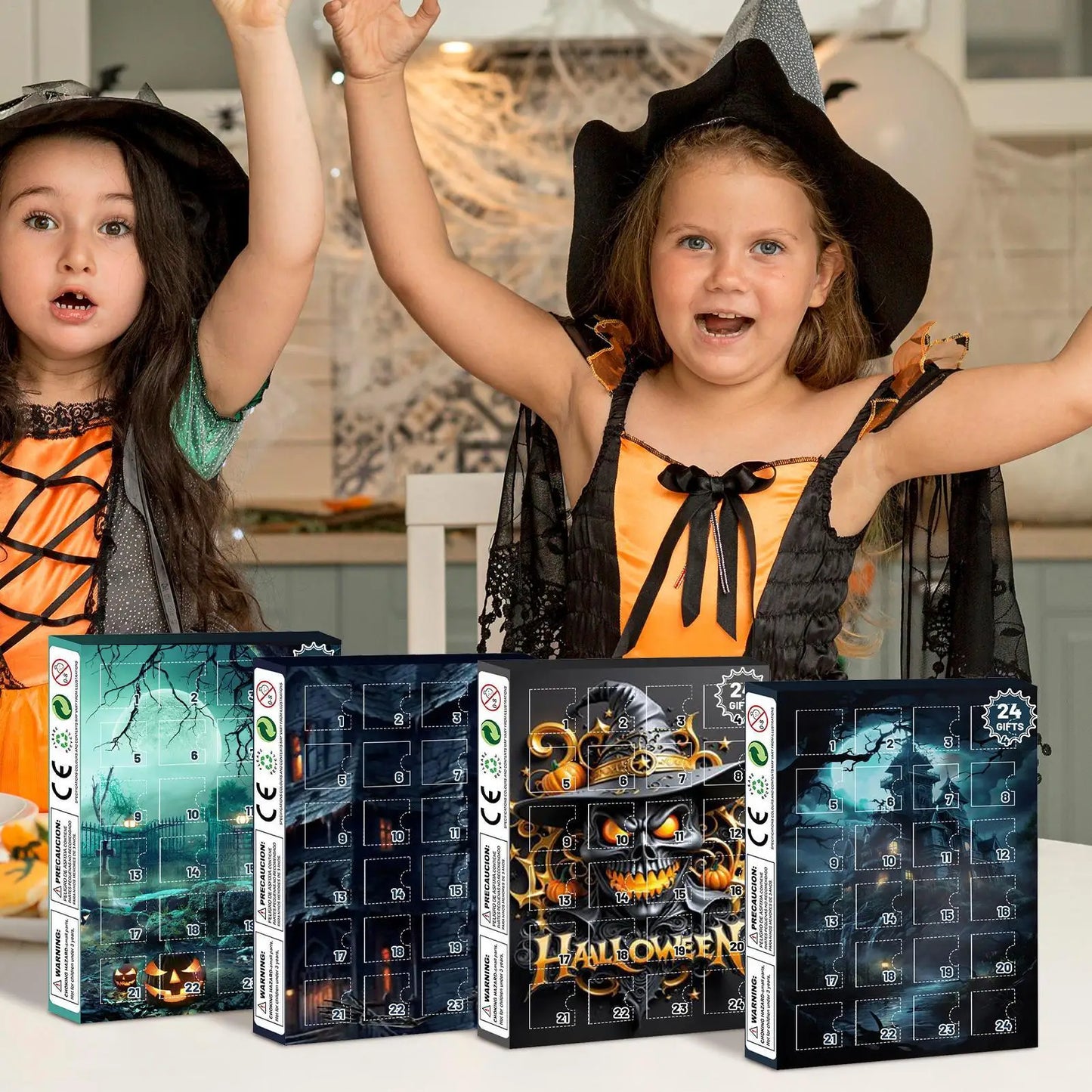 Calendario de Adviento de Halloween 24 Días Decoración de Mesa Coleccionable