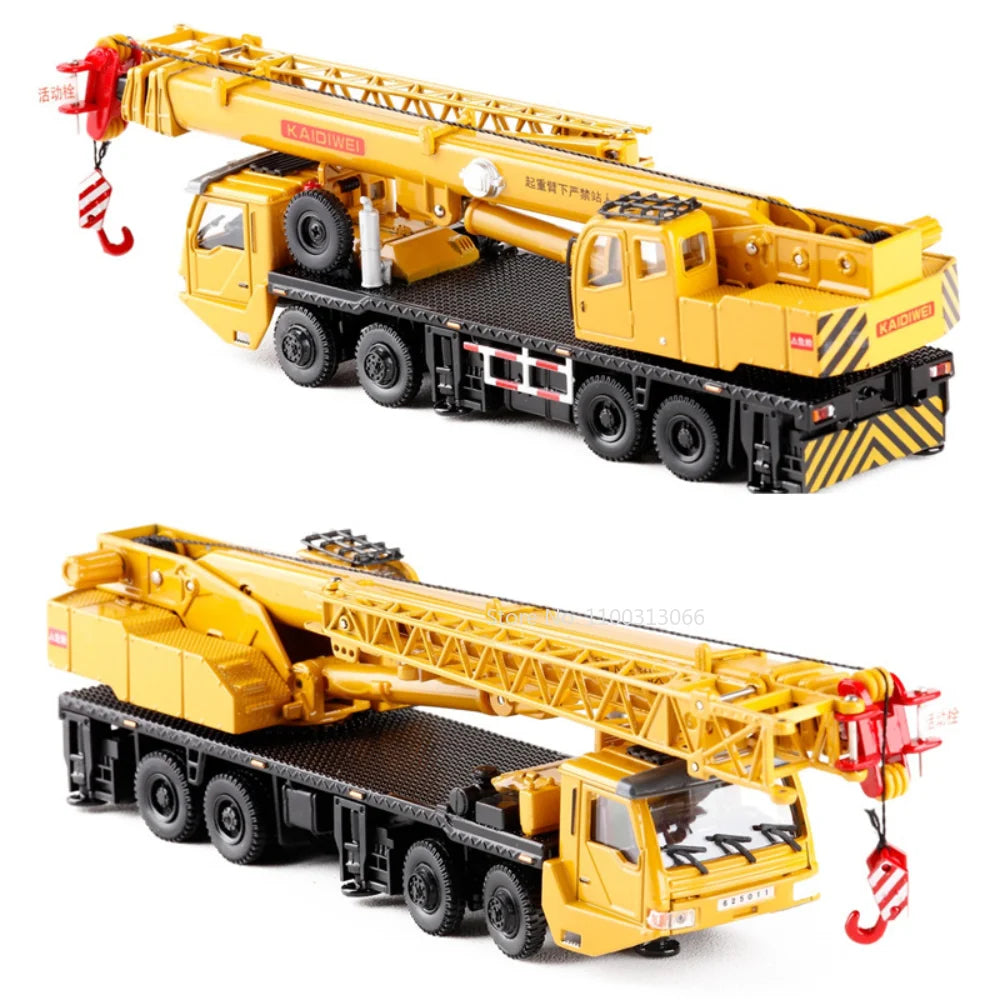 Scale Alloy Diecast Engineering Crane Toy - 360° Rotating, Four-Wheel Steering Model for Kids