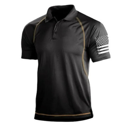 Summer Hiking T-Shirts Men Casual Loose Lapel Short-Sleeved Breathable Sports Tees