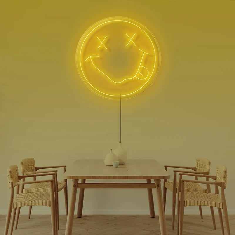 LED Neon Sign 35cm USB Powered Smile Face Wall Hanging Night Light Bedroom Decor Fall 2025 Gift