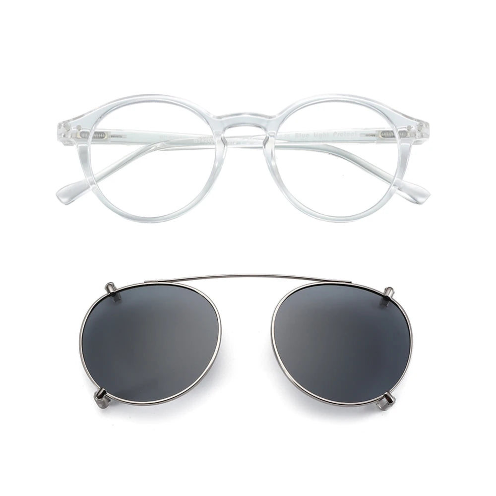 Clip-On Zonnebril Retro Ronde Monturen Anti Blauw Licht Polariserende Clip-Ons Zomer 2026