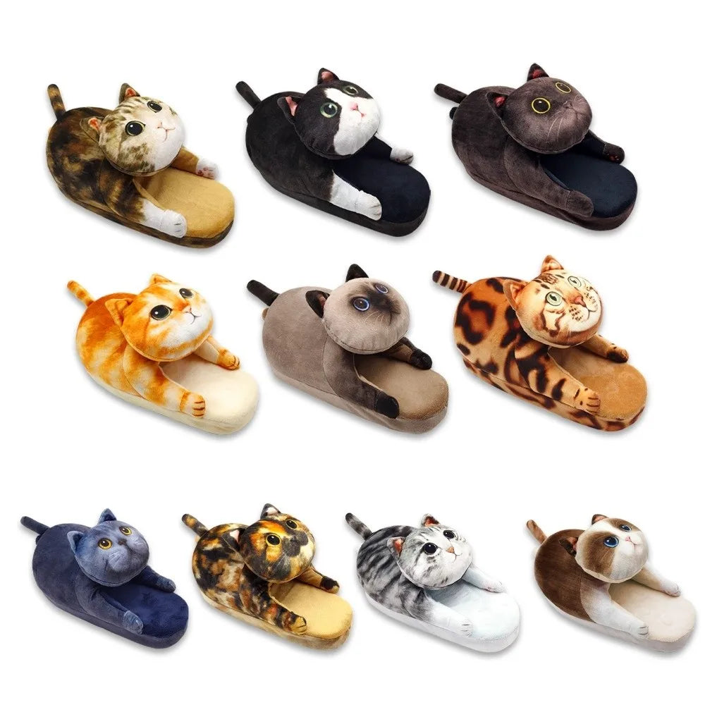 Soft women's cat slippers – cozy hugging cat design, plush, indoor use and home lounging