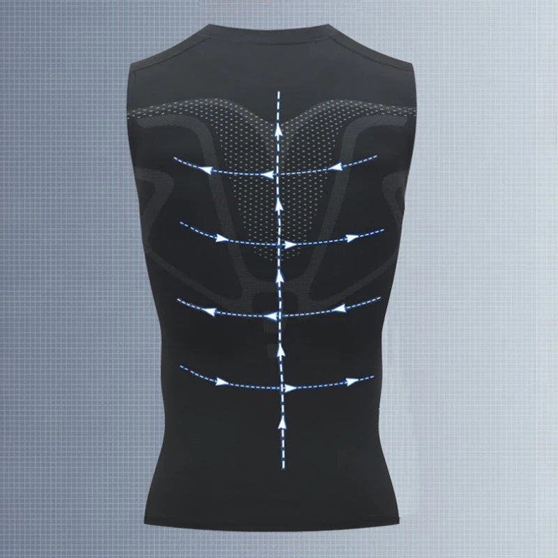 Quick-dry men's compression tank top – polyester, sleeveless, gym and bodybuilding vest