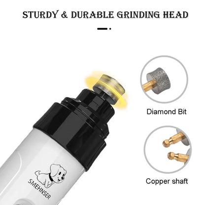 Professional Electric Pet Nail Grinder with Diamond Bit - Low Noise Grooming Tool for Dogs and Cats