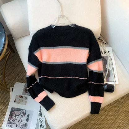 Soft Womens Crewneck Sweater - Boxy Brushed Knit Fall