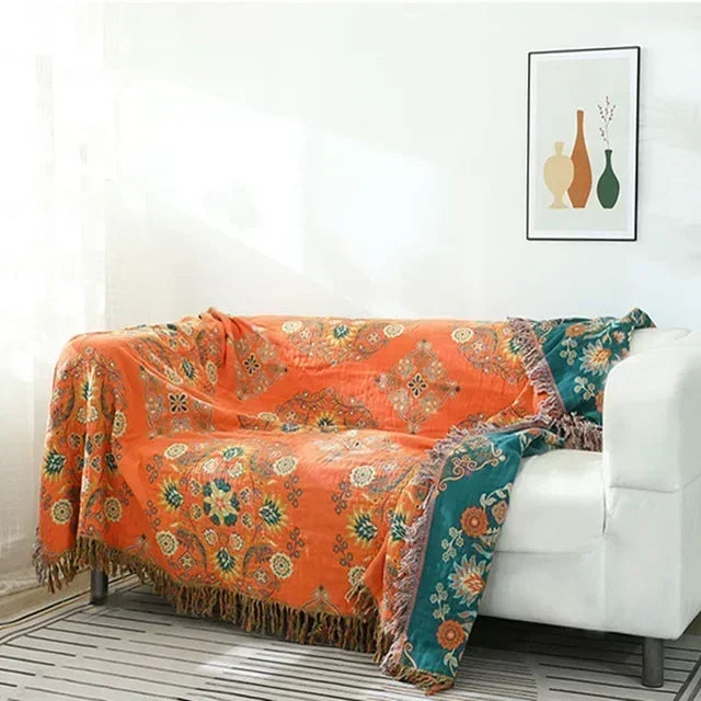 Double-Sided Japanese Cotton Throw Blanket - Versatile Sofa Cover & Bedspread, All-Season Cooling