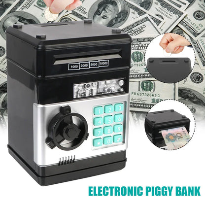 Electronic Piggy Bank Mini Safe with Password Lock - Cash Coin Saving Box for Kids, Fun Financial Gift