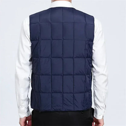 Lightweight Men's Down Vest - V Neck, Polyester, Winter