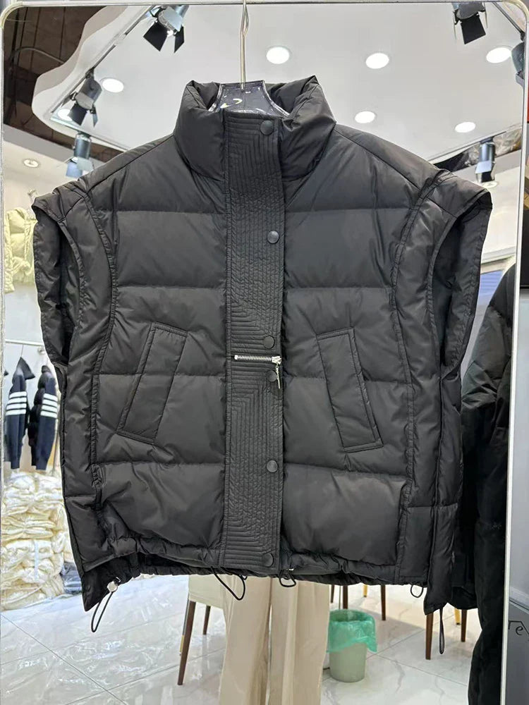 Insulating Women’s Down Vest - Cropped, Duck, Winter
