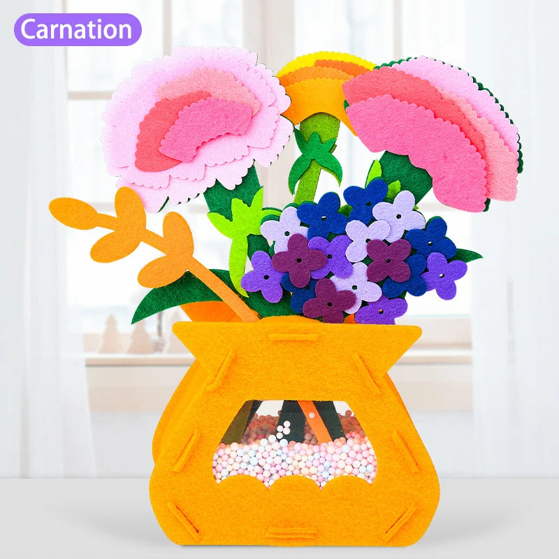 Handmade Montessori Flower Craft Set - DIY Colorful Flowerpot Toys for Kids, Creative Early Learning Gift