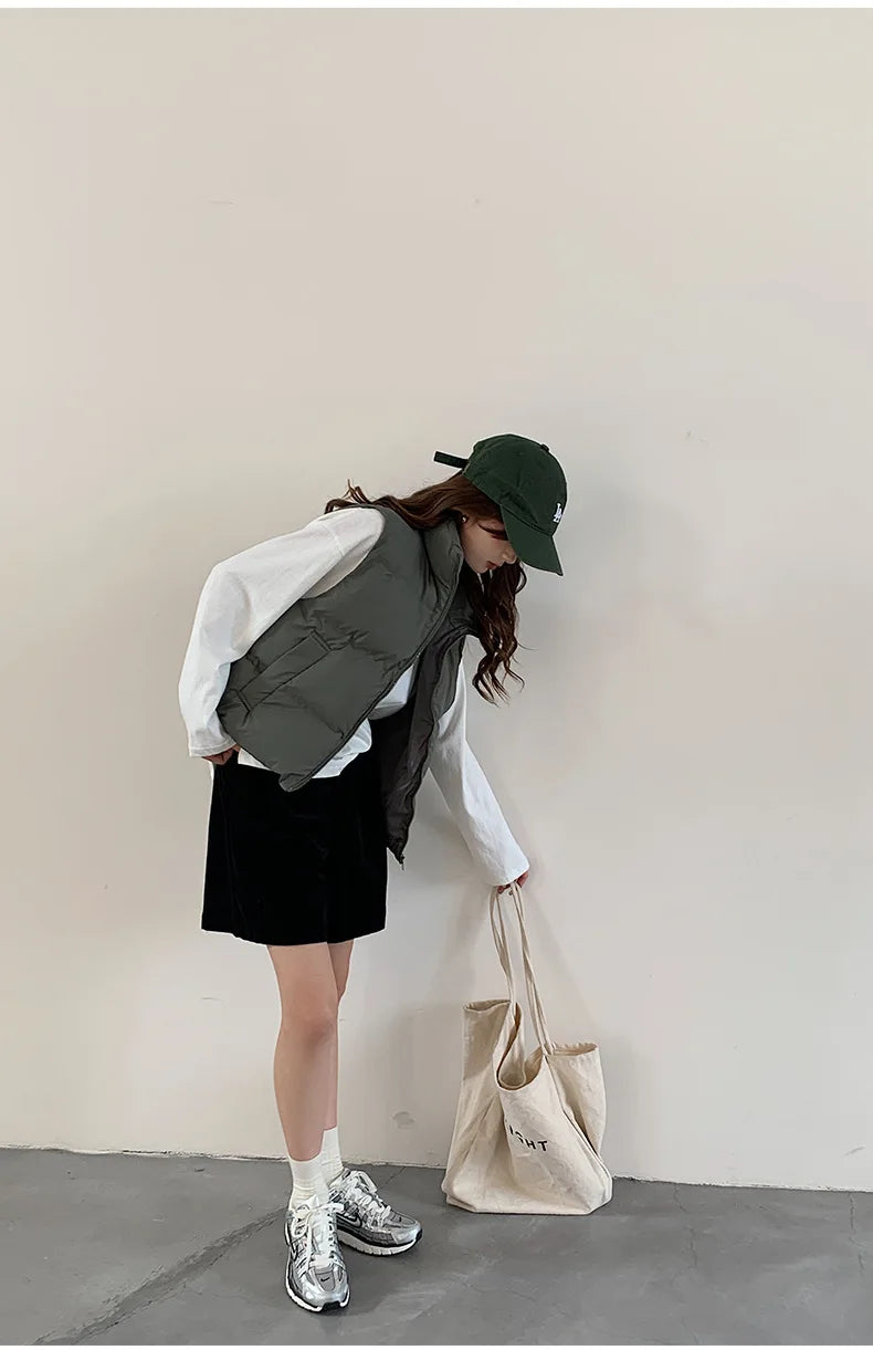 Lightweight Women's Down Vest - Cropped Boxy, Duck Fill