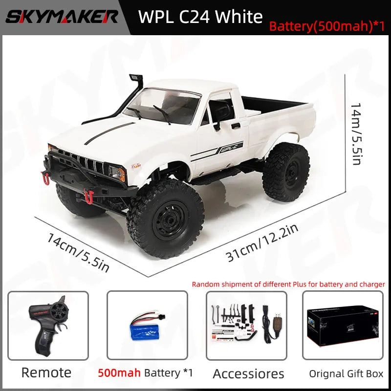 RC Car 1:16 Scale 4WD Rock Crawler Electric Off Road Buggy With LED Lights Gift For Kids 15-20 Min Run Time