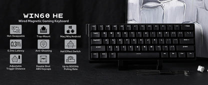 Teclado mecánico intercambiable en caliente del 60 por ciento aluminio RGB Hall