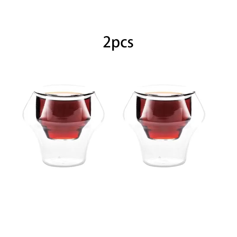 Dobbeltvægs Glas Espresso Kop Anti Brændbar Genanvendelig Te Krus Shotglas, TikTok Viral Efterår 2025 Kunstnerisk Servering