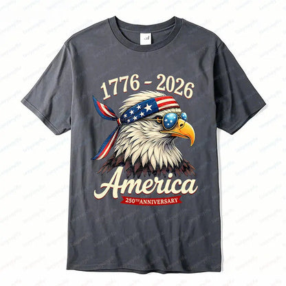 Soft Unisex Bald Eagle Graphic Tee - Short-Sleeve, Durable Cotton, For 250th Anniversary Independence Day Celebration