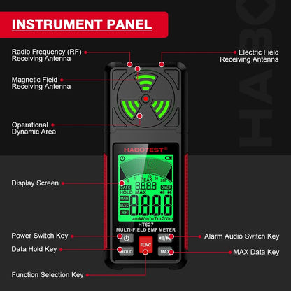 Portable 3-in-1 EMF Meter with LCD Display for Electromagnetic Radiation Detection, High-Precision Sensor, and Multiple Measurement Modes-3