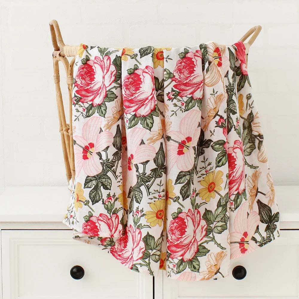 Bambus Musselin Pucktuch 120x120 Cm Blumen Neugeborenen Bettwäsche Herbst 2025 Atmungsaktiv Umweltfreundlich Baby Geschenk