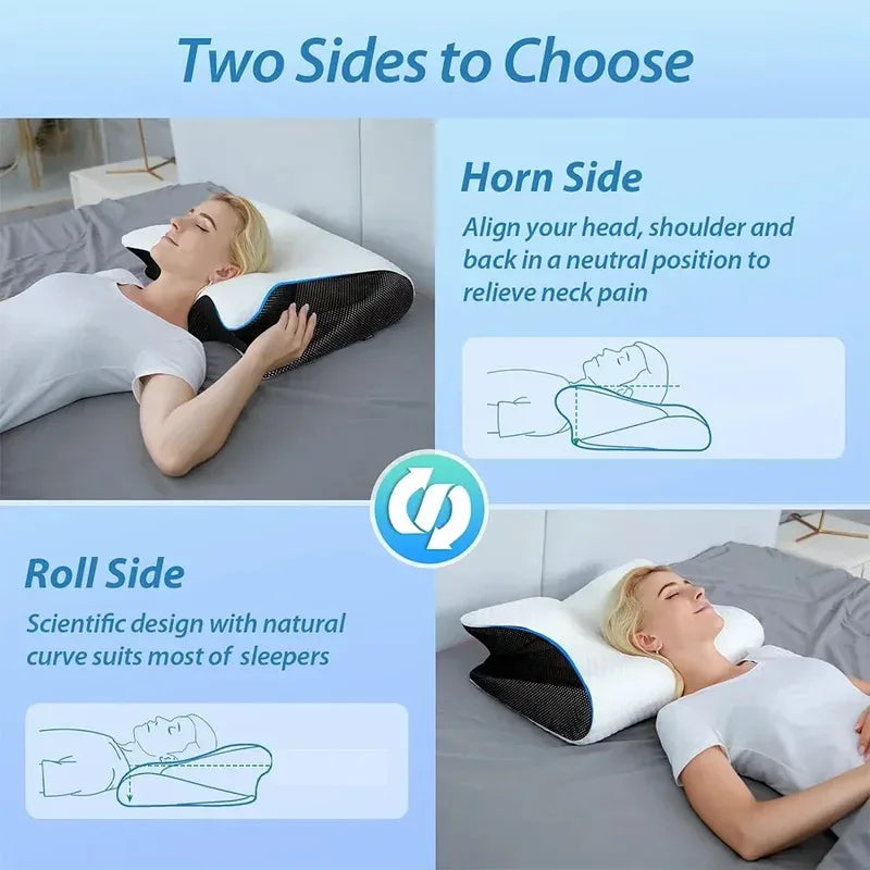 Memory Foam Cervical Neck Pillow Orthopedic Slow Rebound Support for Sleep & Relaxation