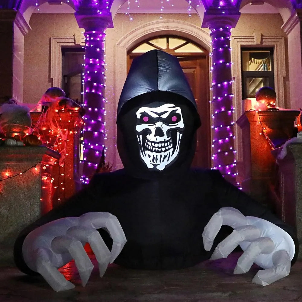 Giant Halloween Inflatable Grim Reaper with LED Eyes – Spooky Outdoor Yard Decoration