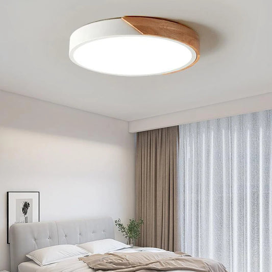 Japandi Led Ceiling Light Nordic Wood Modern Soft Glow Diffuser