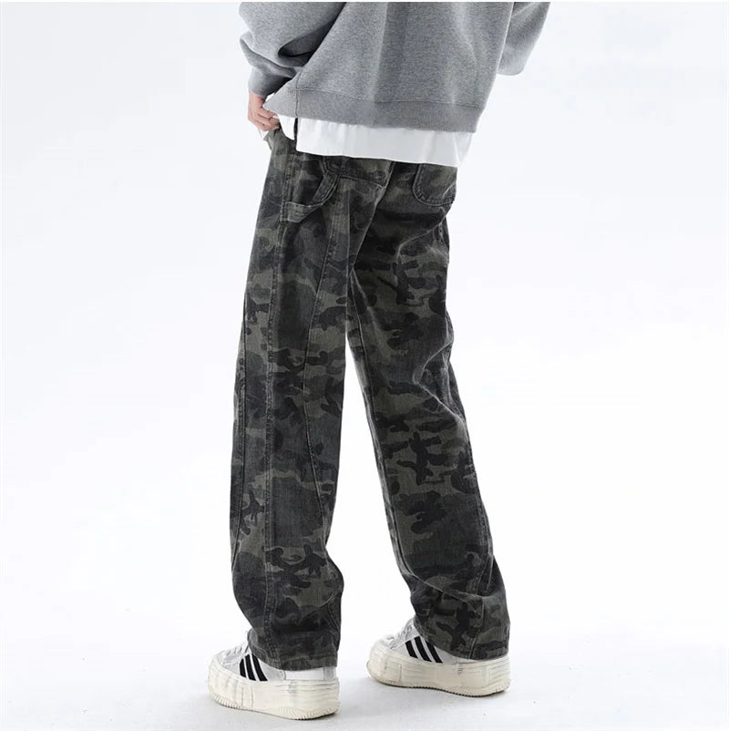 Jeans cargo para hombre de gran tamaño - denim recto y holgado