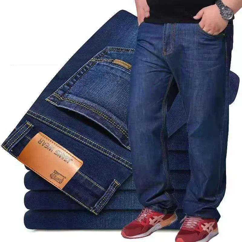 Oversized Relaxed Men's Jeans - High Waist, Stretch Denim