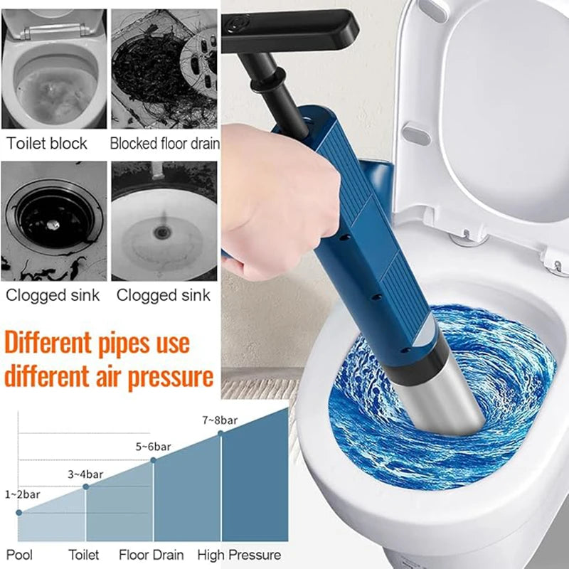 Toilet Plunger Kit Pneumatic Drain Unblocker With High Pressure Blaster Stainless Steel Tools Home DIY 2026
