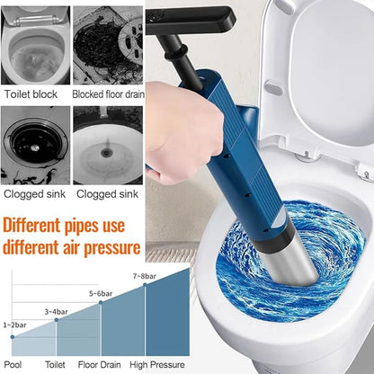 Toilet Plunger Kit Pneumatic Drain Unblocker With High Pressure Blaster Stainless Steel Tools Home DIY 2026