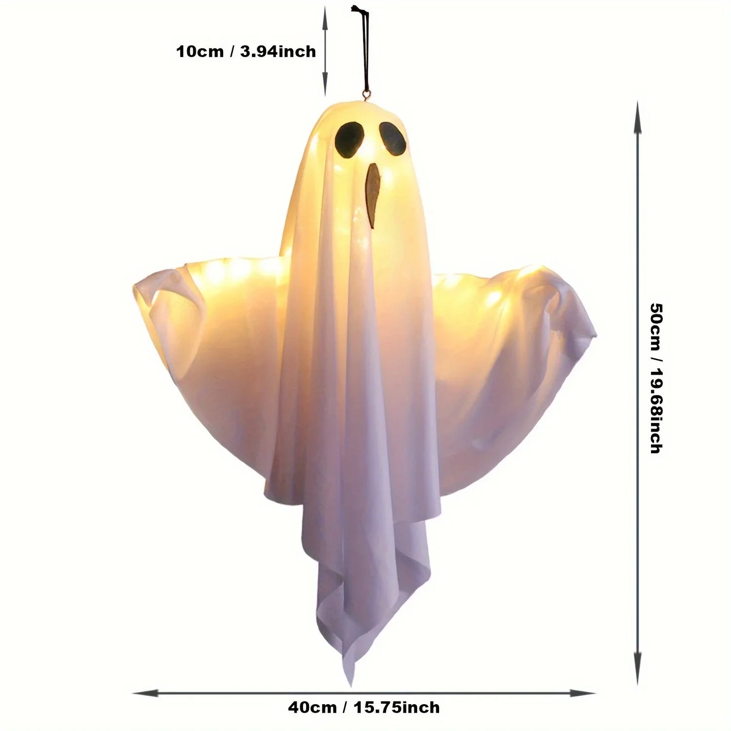 LED Halloween Ghosts 3 Piece 20 Inch Hanging Outdoor Decor Fall 2025 Warm Glowing Battery Powered Yard Display