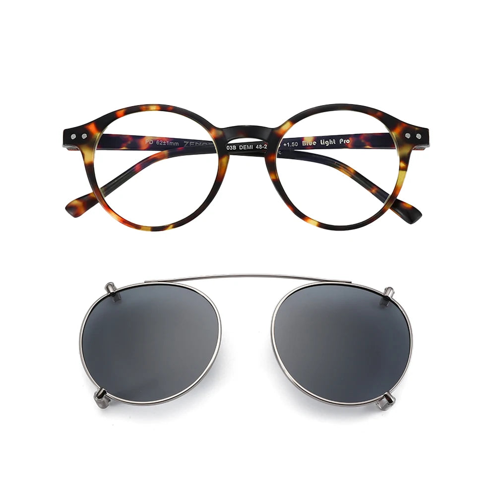 Clip-On Zonnebril Retro Ronde Monturen Anti Blauw Licht Polariserende Clip-Ons Zomer 2026