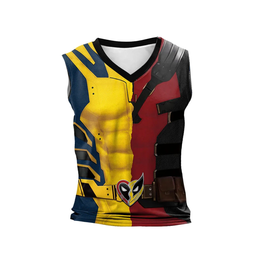 Deadpool & Wolverine Inspired Superhero Compression Tank Top - Workout Vest for Bodybuilding Perfect for Cosplay and Fitness Activities