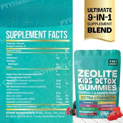 Zeolite Gummies 9-in-1 Formula Immune Support Detox Gummies Fall 2026 Wellness 60 Gummies