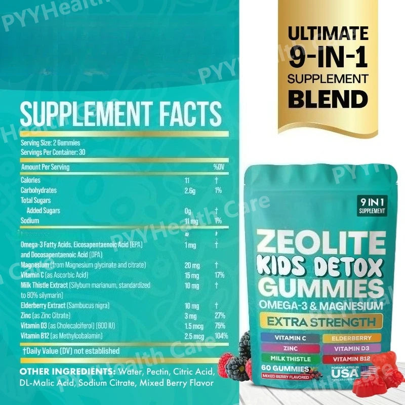 Zeolite Gummies 9-in-1 Formula Immune Support Detox Gummies Fall 2026 Wellness 60 Gummies